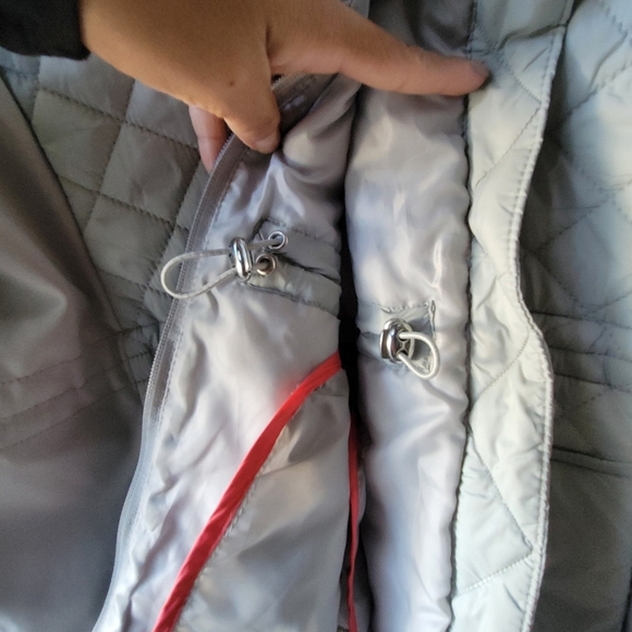 Giacca Light Grey Women’s Jacket XL Cinch Waist Adjustable Zip Pockets Polyester - Picture 10 of 13